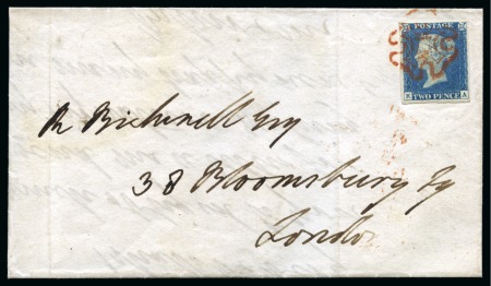 Stamp of Great Britain » 1840 2d Blue (ordered by plate number) 1840 2d Blue pl.1 KA, fine to very good margins, on 1841 (Jan 1) lettersheet from Petworth (Sussex) to London