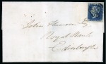 Stamp of Great Britain » Distinctive Maltese Cross Cancellations Greenock: 1840 2d Deep Blue pl.1 BG on 1841 (Oct 5) wrapper tied by crisp black Greenock distinctive Maltese Cross