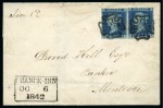 Stamp of Great Britain » Distinctive Maltese Cross Cancellations 1841 2d Blue pl.3 QA-QB pair, on 1842 (Oct 6) wrapper from Chance Inn tied by two crisp strikes of the black Montrose distinctive Maltese Cross