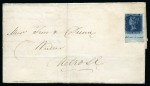 Stamp of Great Britain » 1841 2d Blue 1841 2d Blue pl.3 TK lower marginal with "eful not to remov" imprint and deckled edge at foot, on 1842 (Sep 9) lettersheet from Edinburgh