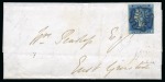 Stamp of Great Britain » 1841 2d Blue 1841 2d Blue pl.3 DJ on 1843 (Apr 10) lettersheet from Lewes cancelled by crisp and complete black Maltese Cross
