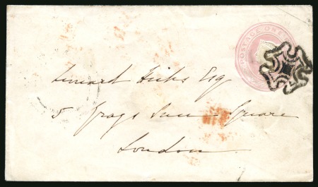 Stamp of Great Britain » Postal Stationery 1843 (Sep 20) 1d. pink postal stationery envelope from Clifton to London, neatly cancelled a very fine Bristol cross with solid centre
