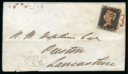 Stamp of Great Britain » 1840 1d Black and 1d Red plates 1a to 11 1840 1d Black pl.1b LG, good to very large margins, tied to May 23rd wrapper