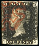 Stamp of Great Britain » 1840 1d Black and 1d Red plates 1a to 11 1840 1d Black pl.5 SC, good even margins, cancelled by crisp red Maltese Cross
