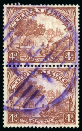 Stamp of South Africa » Union & Republic of South Africa 1927-30 4d Specialised study on 3 exhibit pages of the two printings, incl. inverted watermark used vertical pair