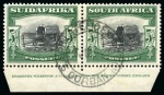 Stamp of South Africa » Union & Republic of South Africa 1927 5s Group on 2 exhibit pages incl. mint lower marginal imprint pair (both perfs) and used imprint pair