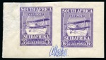 Stamp of South Africa » Union & Republic of South Africa 1925 Airmail issue set of four proofs in violet on gummed paper without watermark in two pairs