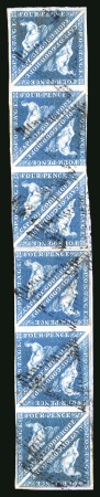 Stamp of South Africa » Cape of Good Hope 1855-63 4d Blue on white paper in two blocks of six tied to piece