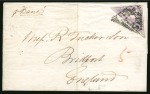 Stamp of South Africa » Cape of Good Hope 1855-63 6d Deep Rose-Lilac on white paper, fine to very good margins, tied to 1859 (Feb 19) wrapper from Cape Town to England