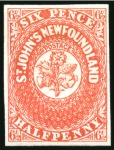Stamp of Canada » Newfoundland 1857-64 6 1/2d scarlet-vermilion, outstandingly fresh, mint