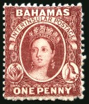 Stamp of Bahamas 1862 1d brown-lake, perf 13, mint og