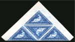 Stamp of South Africa » Cape of Good Hope 1863-64 4d Deep Blue mint og triangular block of four from the corner of the sheet