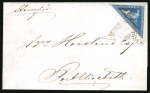 Stamp of South Africa » Cape of Good Hope 1855-63 4d Deep Blue, good to large margins, on 1862 (Nov 1) wrapper from Graham's Town to Port Elizabeth