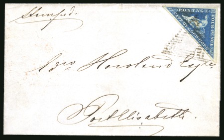 Stamp of South Africa » Cape of Good Hope 1855-63 4d Deep Blue, good to large margins, on 1862 (Nov 1) wrapper from Graham's Town to Port Elizabeth