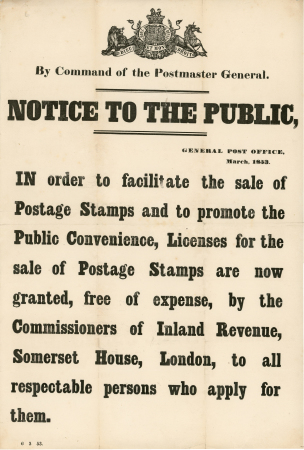 Stamp of Great Britain » Postal Notices Postal Notices, GPO March 1853