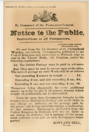 Stamp of Great Britain » Postal Notices Postal Notices, GPO Dec 1854