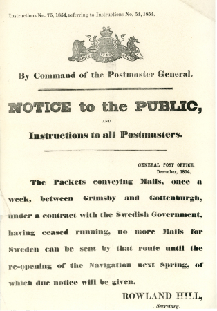 Stamp of Great Britain » Postal Notices Postal Notices, No 75 GPO 1854
