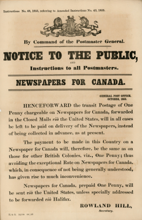 Stamp of Great Britain » Postal Notices Postal Notices, newspaper to Canada