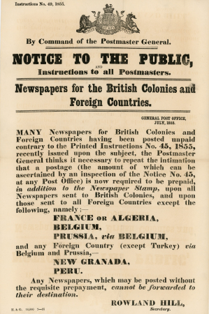 Stamp of Great Britain » Postal Notices Postal Notices July 1855 No 49