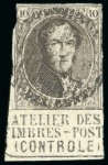 Stamp of Belgium » Belgique. 1861 Médaillons allongés - Émission 10c Brun et 20c bleu avec bord de feuille intégral et inscriptions marginales ATELIER DES / TIMBRES-POSTE / (CONTRÔLE)