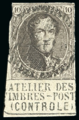 Stamp of Belgium » Belgique. 1861 Médaillons allongés - Émission 10c Brun et 20c bleu avec bord de feuille intégral et inscriptions marginales ATELIER DES / TIMBRES-POSTE / (CONTRÔLE)