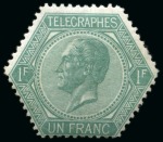 Stamp of Belgium » Télégraphes 1866-71, Petit ensemble comprenant 1866 50c non-dentelé en bloc de quatre, un 1F...