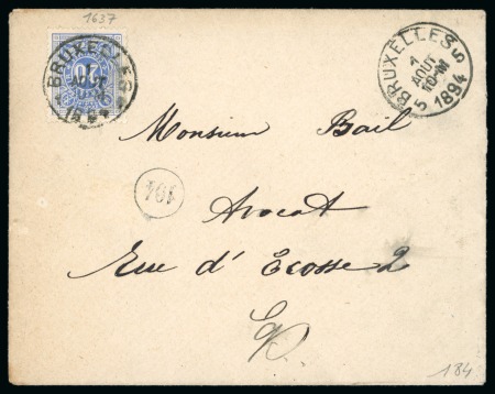 Stamp of Belgium » Timbres-Taxe 1870 20c outremer, sur lettre bruxelloise non-affranchie