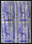 Stamp of Belgium » General issues from 1894 onwards 1941 Chapelle musicale 5F en trois épreuves de couleur sur papier gommé, en bloc de 4