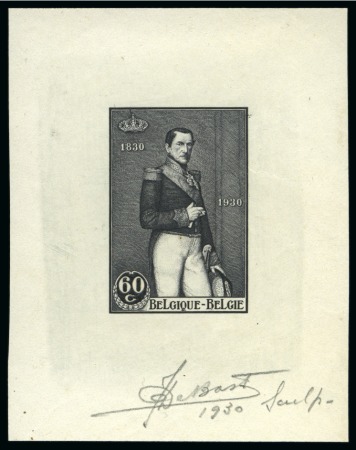Stamp of Belgium » General issues from 1894 onwards 1930 BIT, Série en trois épreuves des coins datés 1930 et signés J. De Bast, plus feuillet de luxe