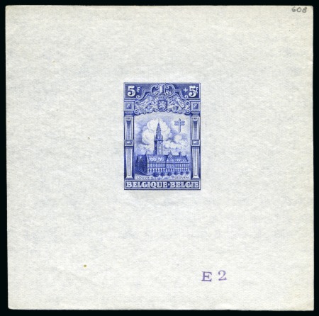 Stamp of Belgium » General issues from 1894 onwards 1928 Cathédrale 5F +5F, Projet non adopté, série complète de 20 feuillets numérotés de E1 à E20