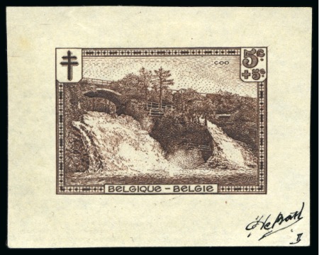 Stamp of Belgium » General issues from 1894 onwards 1929 Sites, trois épreuves des coins définitifs en noir sur petits feuillets