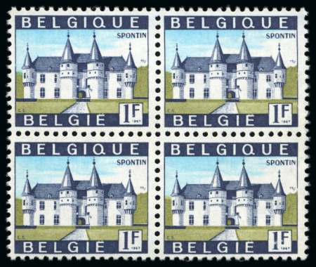 Stamp of Belgium » General issues from 1894 onwards 1967 1F Ypres et 1F Spontin sur papier phosphorescent en blocs de 4