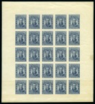 Stamp of Belgium » General issues from 1894 onwards 1928 Albert Ier, projet non adopté, 30c vert et 30c bleu, tous deux en rarissimes feuilles de 25 gommées