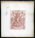 Stamp of Belgium » Belgique. 1866-67 Petit Lion (COB 22-25) Lot de six épreuves des coins : une du 2c adopté, quatre du 6c et une du 8c non adoptés