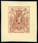 Stamp of Belgium » Belgique. 1866-67 Petit Lion (COB 22-25) Lot de six épreuves des coins : une du 2c adopté, quatre du 6c et une du 8c non adoptés