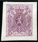 Stamp of Belgium » Belgique. 1866-67 Petit Lion (COB 22-25) Lot de six épreuves des coins : une du 2c adopté, quatre du 6c et une du 8c non adoptés