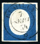 Stamp of Italian States » Sardinia 1851-54, Group of three stamps incl. 1854 40c brick red with a clear strike of the scarce Aix-les-Bains