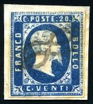 Stamp of Italian States » Sardinia 1851-54, Group of three stamps incl. 1854 40c brick red with a clear strike of the scarce Aix-les-Bains