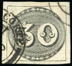 Stamp of Brazil » 1843 Bull's Eyes 1843, 30r black, intermediate impression, used with two different hs