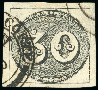 Stamp of Brazil » 1843 Bull's Eyes 1843, 30r black, intermediate impression, used with two different hs