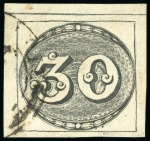 Stamp of Brazil » 1843 Bull's Eyes 1843, 30r black, intermediate impression, complete double frame line at top