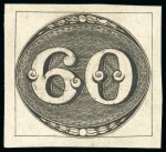 Stamp of Brazil » 1843 Bull's Eyes 1843, 60r black, early impression, thin paper, unused without gum