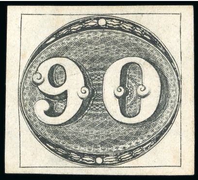 Stamp of Brazil » 1843 Bull's Eyes 1843, 90r black, early impression, thin paper, unused without gum
