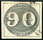 Stamp of Brazil » 1843 Bull's Eyes 1843, "Bull's Eyes" assembly comprising 60 stamps, mostly used but with remarkable duplication of unused examples for the 30r and 60r denominations