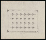 Stamp of India » 1854 Lithographs Spence 48 var: Heads only in black on white wove paper in complete sheet of 24 with each horizontal row defaced 