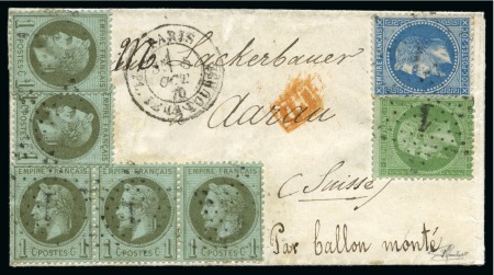Stamp of France » Guerre de 1870-1871 SUISSE - Lettre avec mention manuscrite pour Aarau