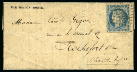 Stamp of France » Guerre de 1870-1871 Le Gutenberg - Pli confié avec mention imprimée daté