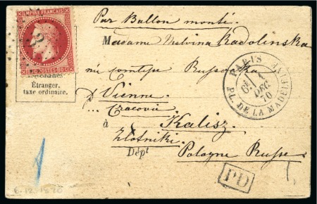 Stamp of France » Guerre de 1870-1871 POLOGNE - Carte postale datée au dos du 30 novembre