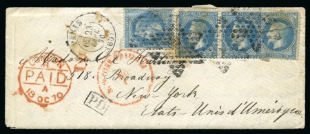 Stamp of France » Guerre de 1870-1871 ÉTATS-UNIS D'AMÉRIQUE - Enveloppe pour New-York affranchissement
