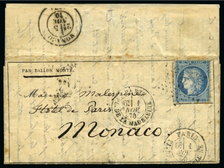 Stamp of France » Guerre de 1870-1871 MONACO - Gazette des Absents n°3 affranchie avec Type